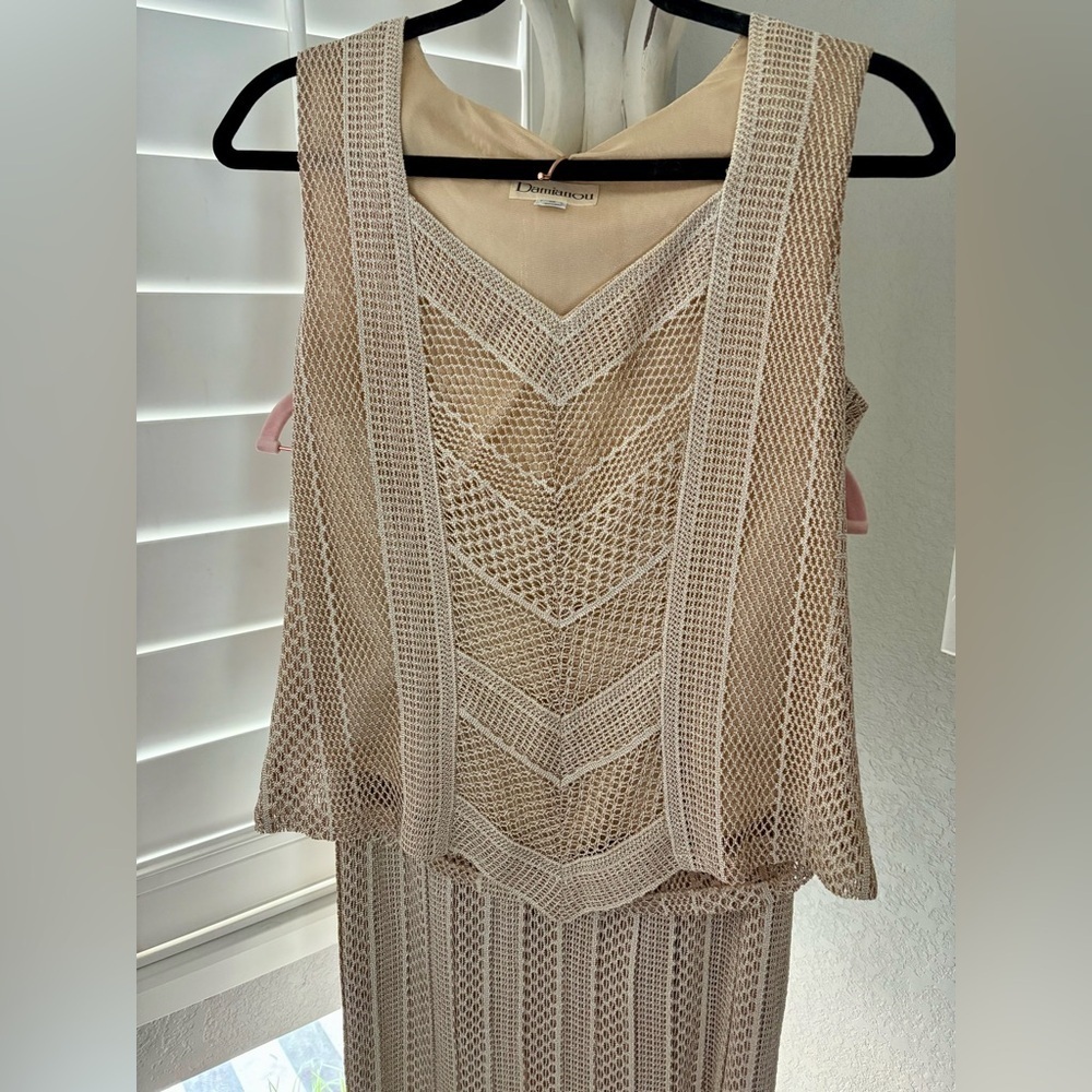 Damianou VINTAGE Metallic Champagne Maxi 2pc Dress | Size S | MSRP was $900 - Picture 2 of 11